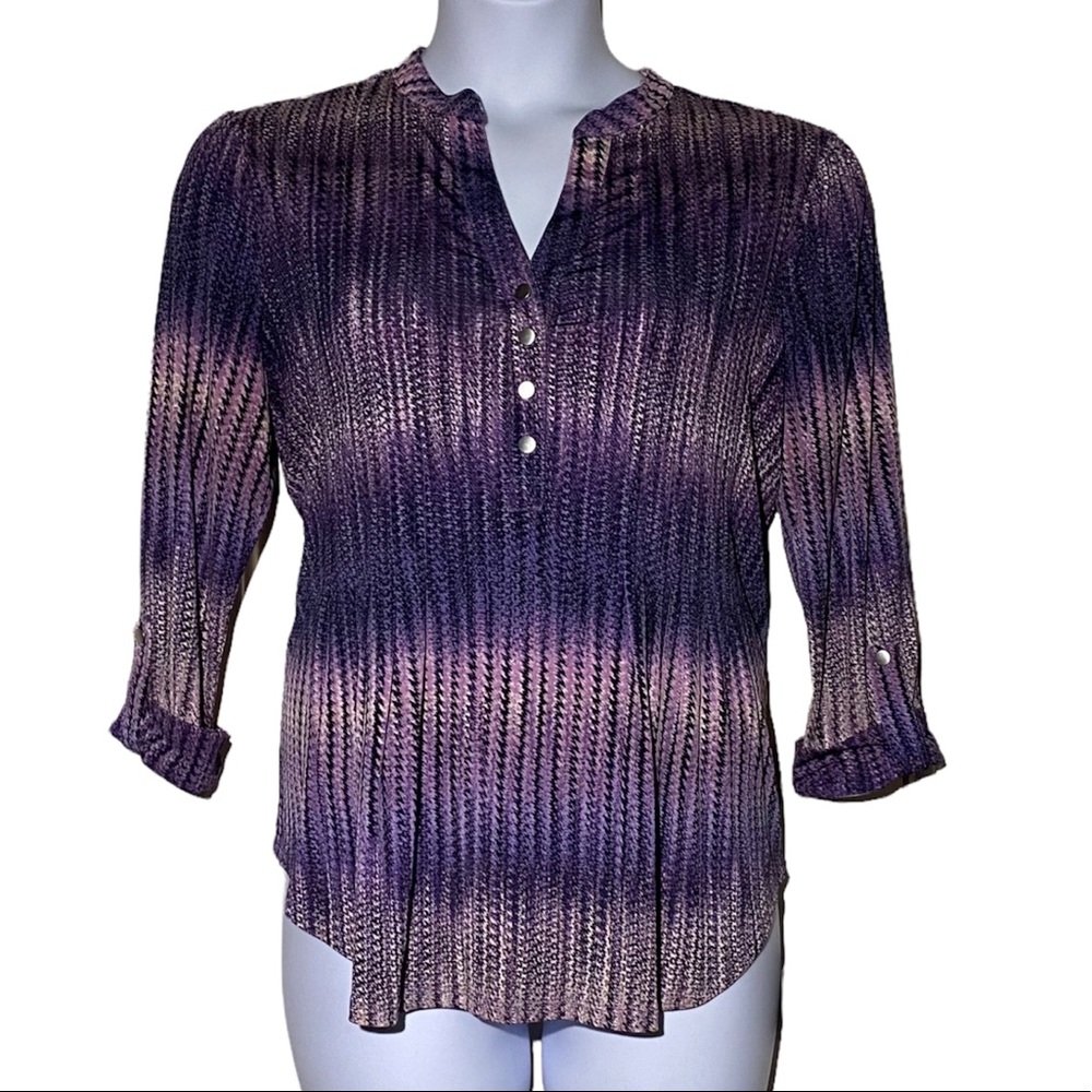 Dress Barn | Popover Tunic | Purple & White | Size L